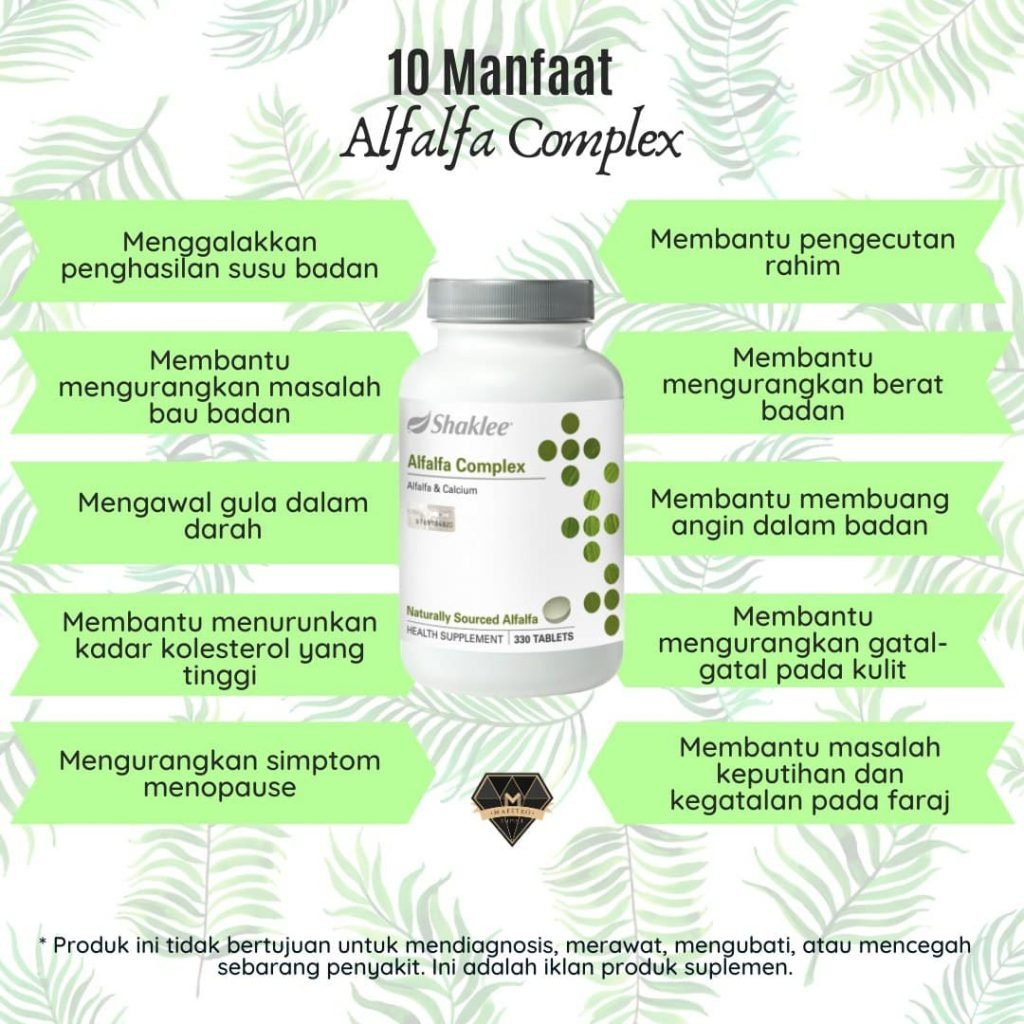 fungsi manfaat kebaikan alfalfa complex shaklee